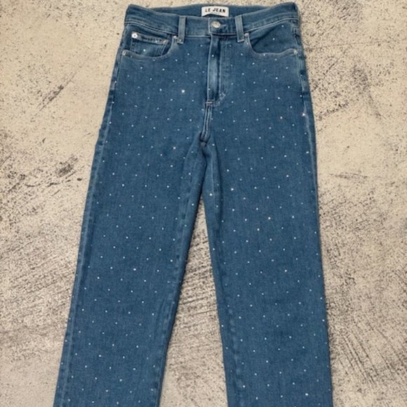Le Jean Sabine Embellished Crystal Studded Ankle Jeans NWOT 26 - Picture 5 of 5